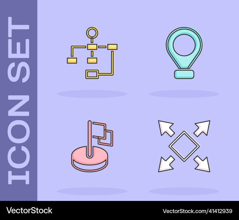 Set many ways directional arrow hierarchy vector image