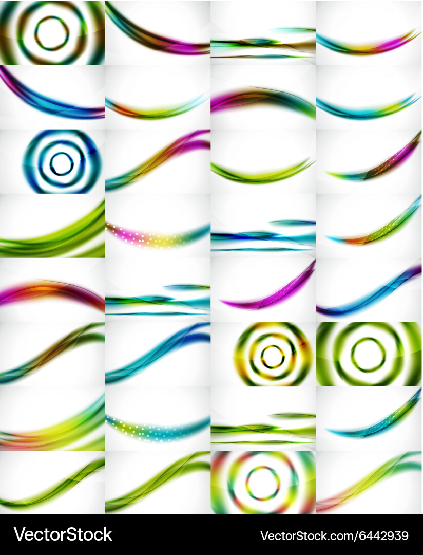Set of 3d colorful wave lines abstract Vector Image