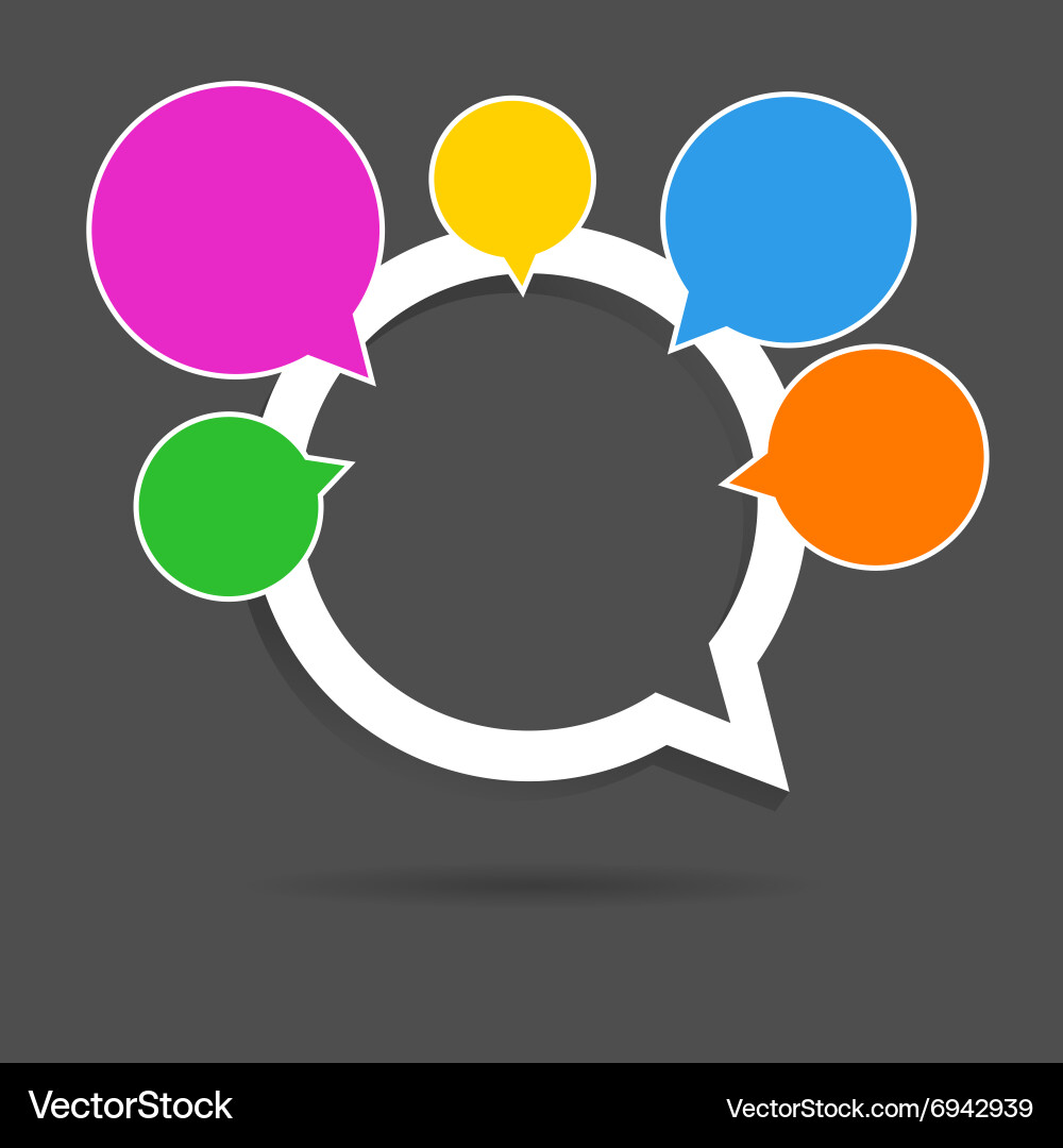 Speech bubble empty pointer five color vector image