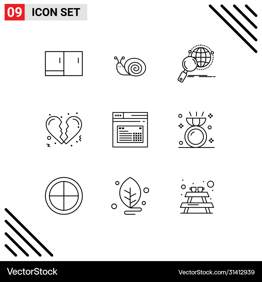 User interface pack 9 basic outlines page Vector Image