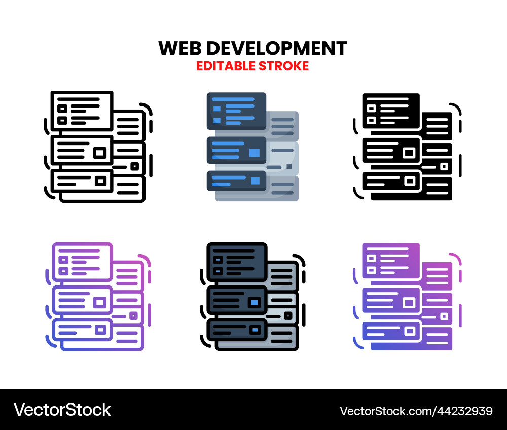 Web development icon set with different style Web development icon set with different style vector image