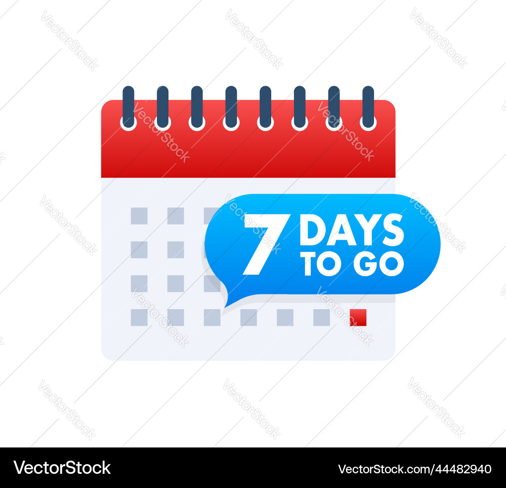 7 days to go countdown timer clock icon time Vector Image