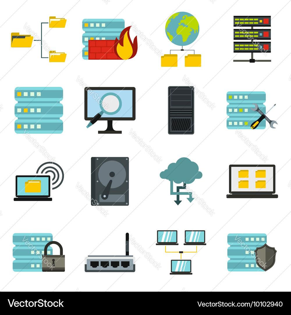 Big Data Icons - Data & Technology vector image