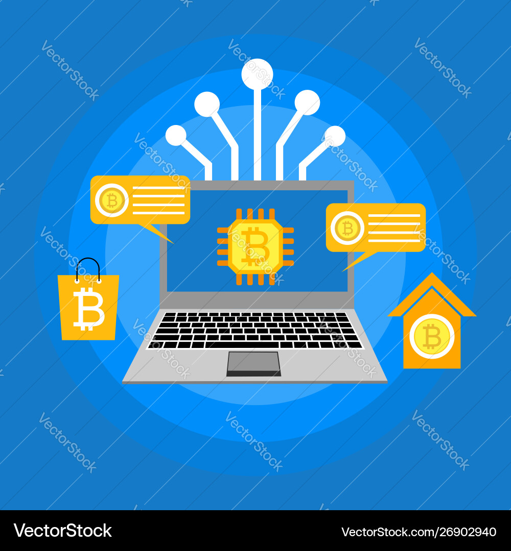 Blockchain scheme mining crypto currency server Blockchain scheme mining crypto currency server vector image