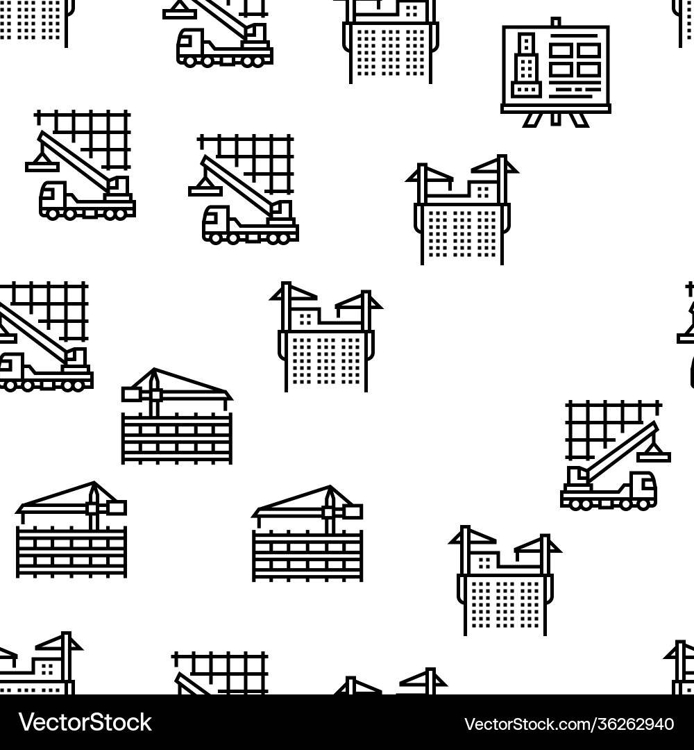 Building construction seamless pattern Vector Image