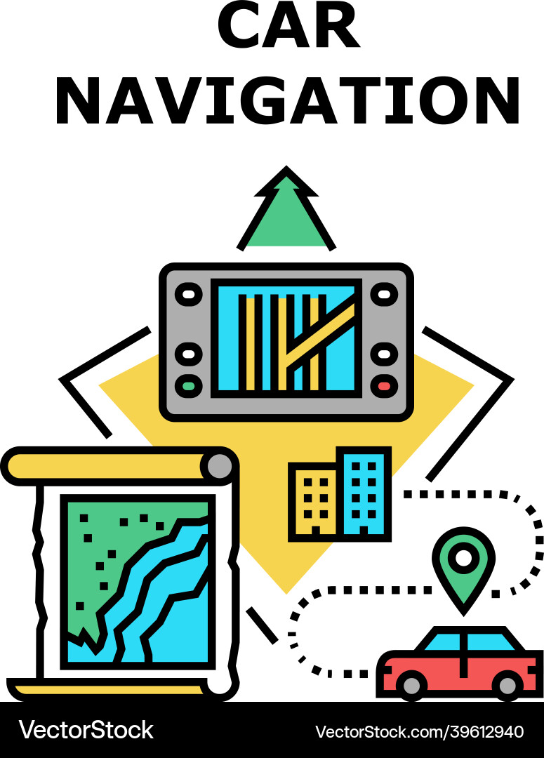Car navigation device concept color Vector Image