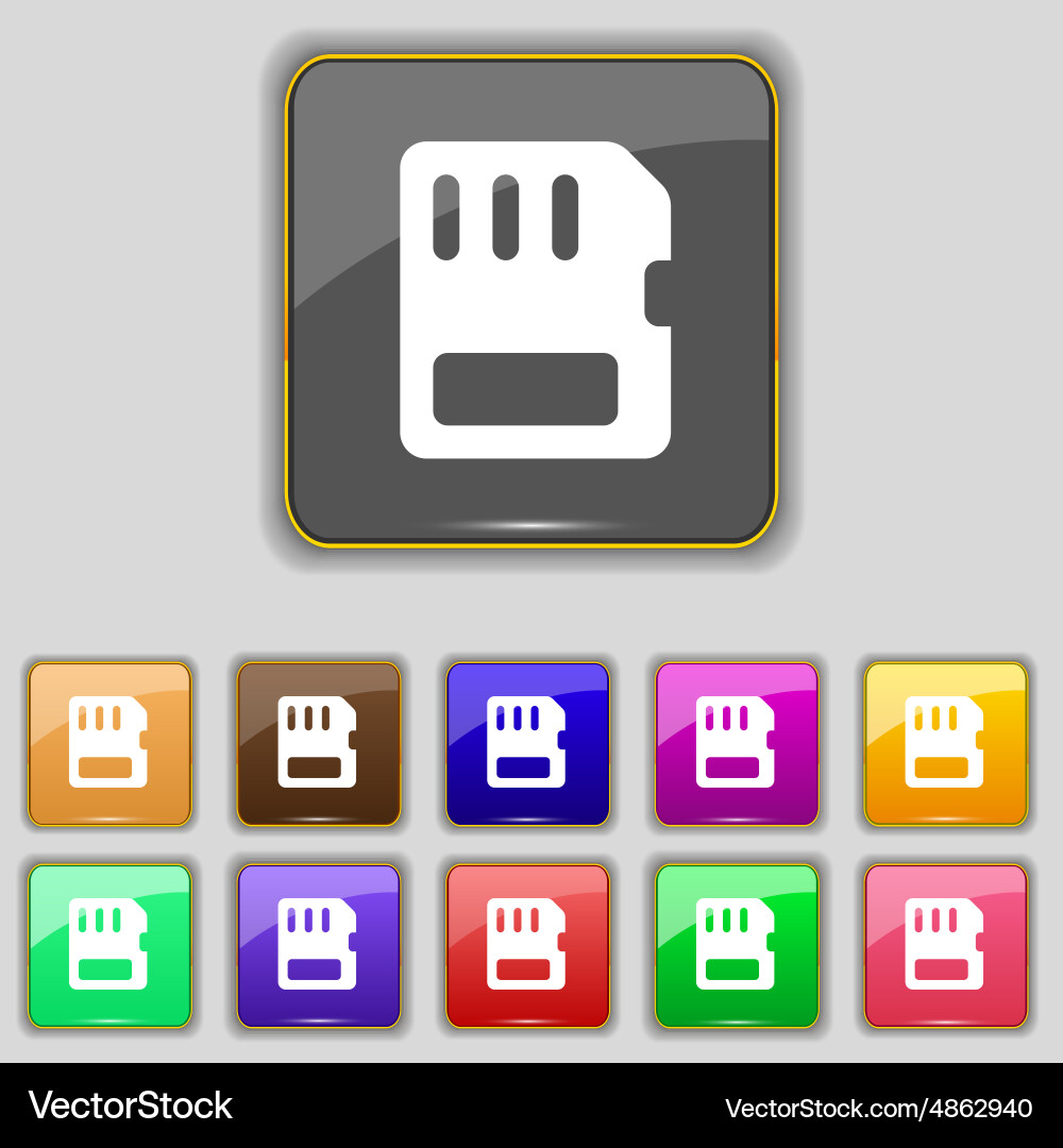 Compact memory card icon sign set with eleven vector image