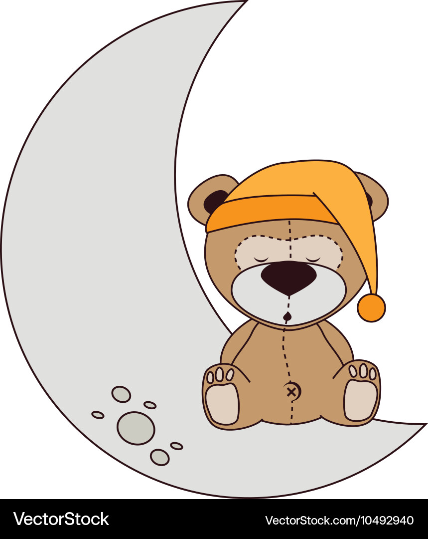Cute Bear Under Moon Vector Image