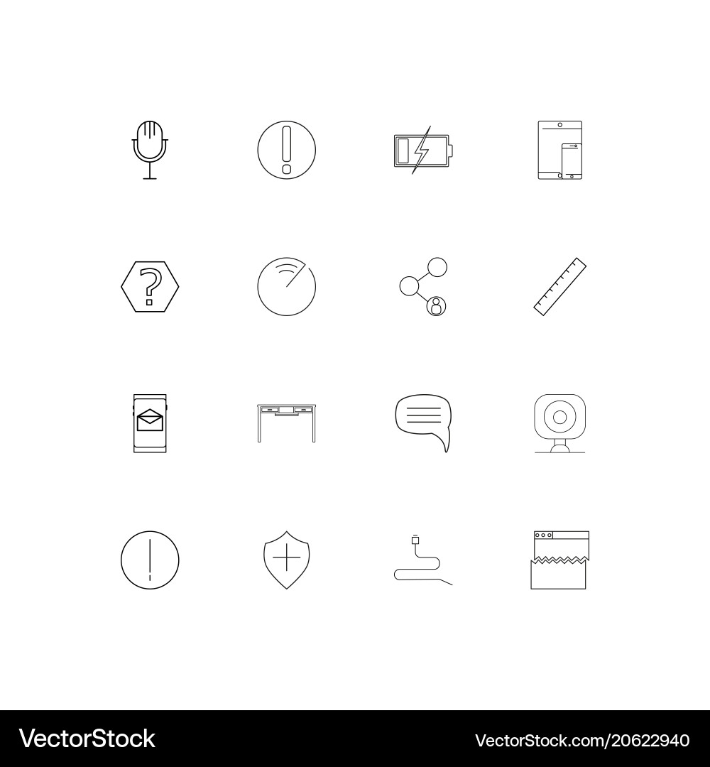Devices simple linear icons set outlined vector image