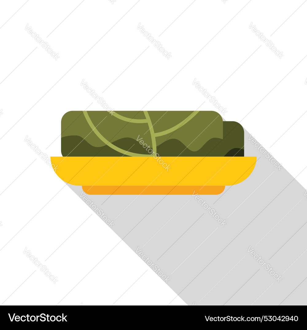Dolma auf einer gelben Platte mit langem Schatten Dolma auf einer gelben Platte mit langem Schatten vektorbild