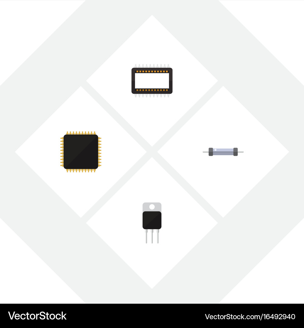 Flat icon electronics set of receiver resistor Vector Image