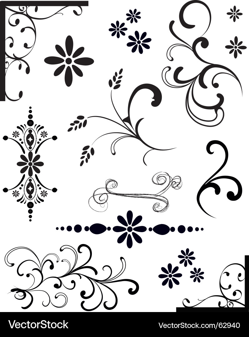 Floral Swirl Ornaments vector image
