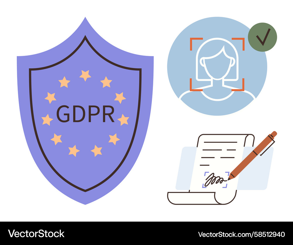 GDPR Compliance & User Authentication Vector Image