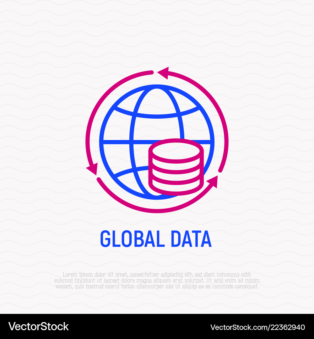 Global data thin line icon Vector Image