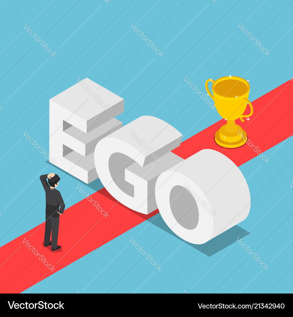 Isometric businessmen was obstructed by the ego Isometric businessmen was obstructed by the ego vector image