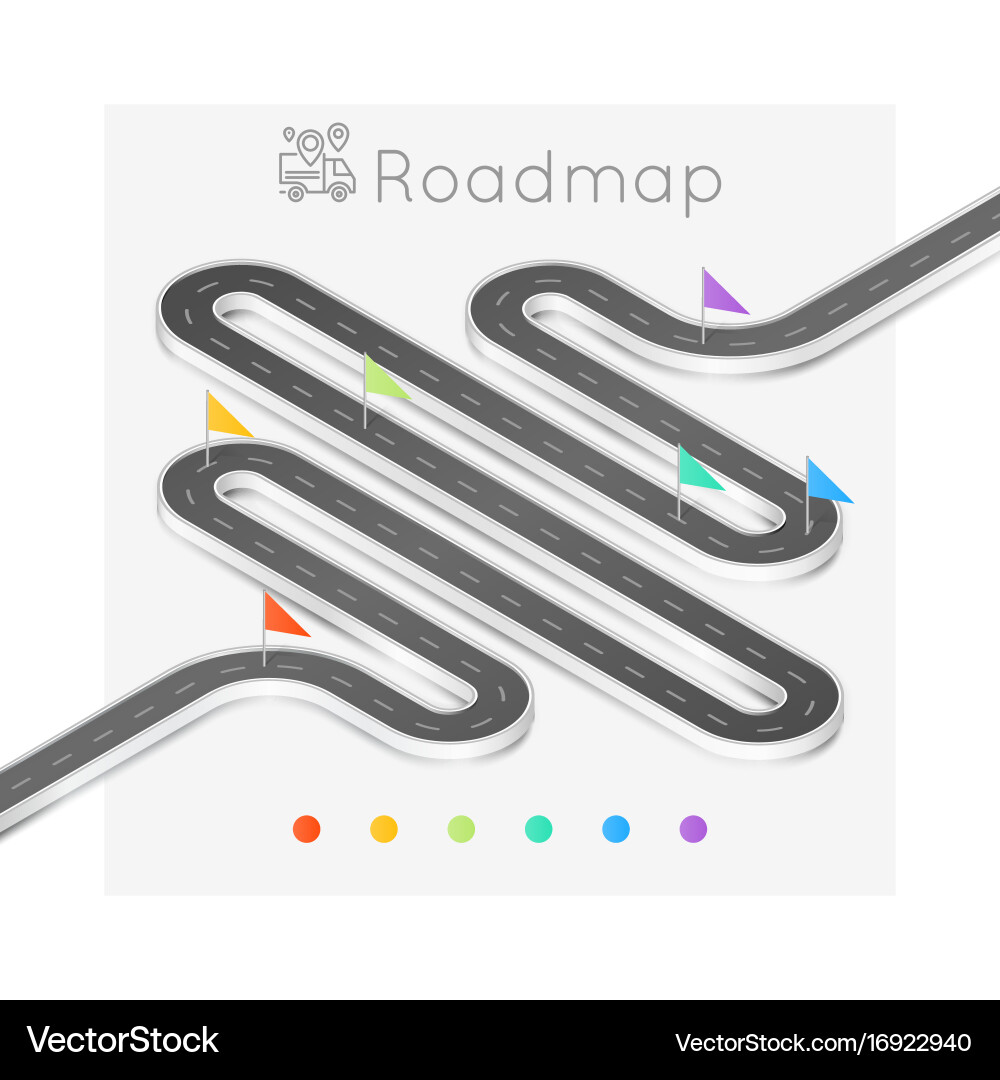 Isometric Navigation Route Map Vector Image
