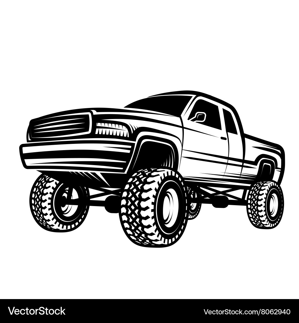 Off-Road Pickup Truck – Royalty-Free Vector | VectorStock, image size:1000x1080