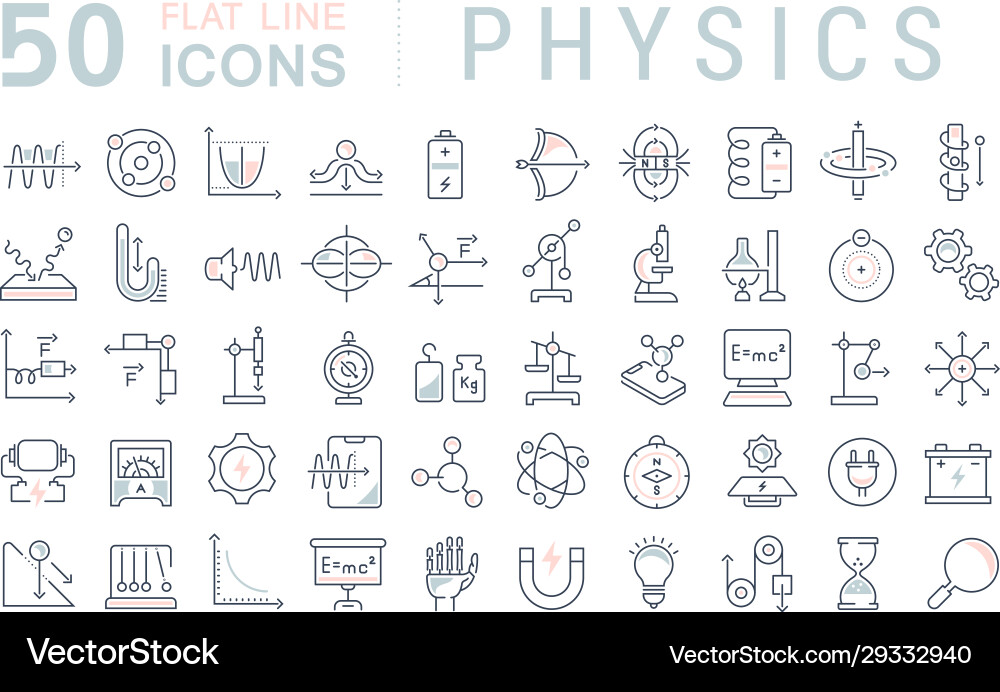 Physics Line Icons Set vector image
