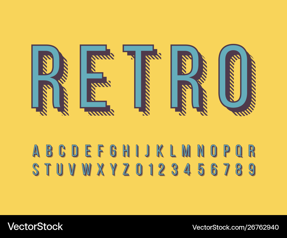 Retro font and alphabet stock Retro font and alphabet stock vector image