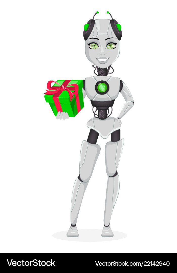 Robot with artificial intelligence female bot Robot with artificial intelligence female bot vector image