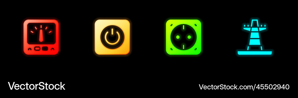 Set ampere meter multimeter power button Set ampere meter multimeter power button Vector Image