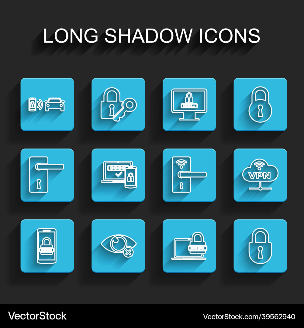 Set line mobile and password invisible hide vector image