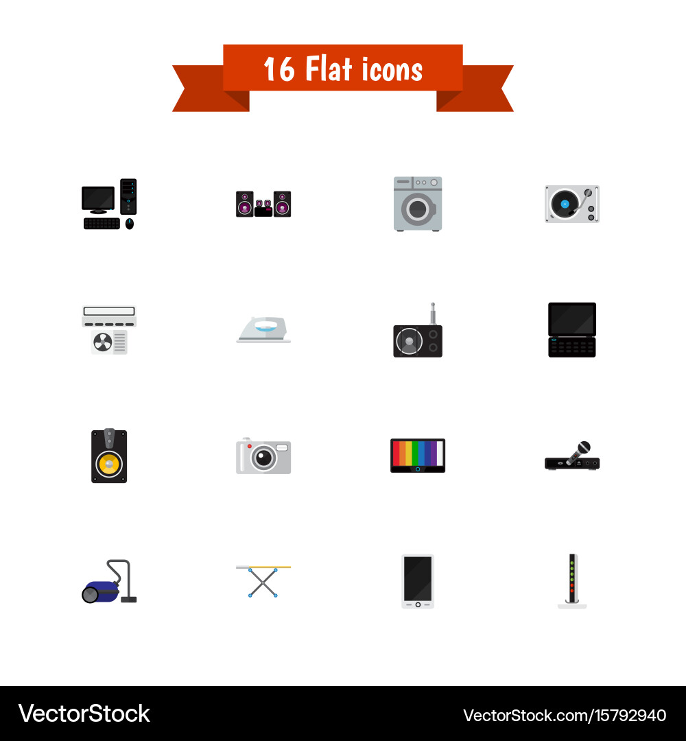 Set of 16 editable tech icons includes symbols vector image
