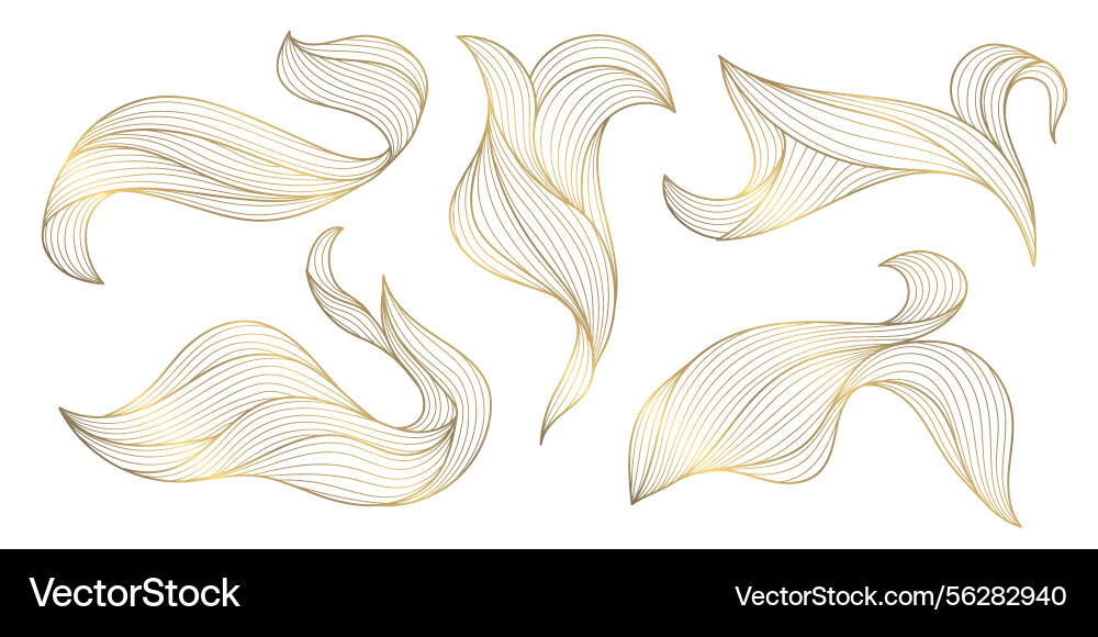 Set of abstract line wave elements art Set of abstract line wave elements art vector image