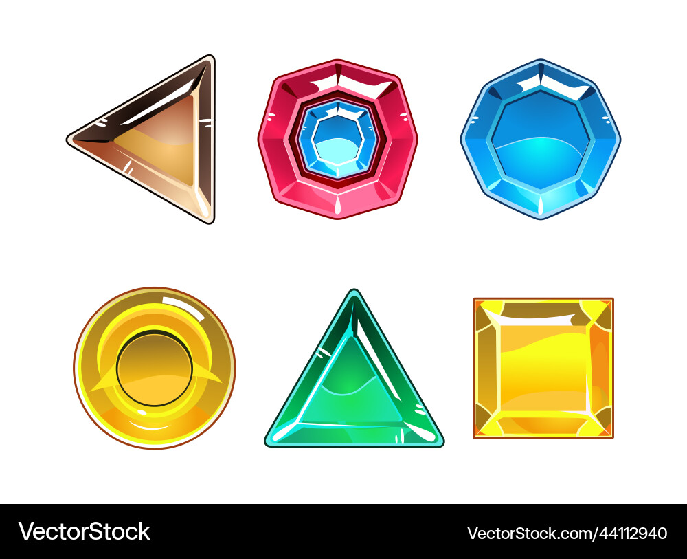 Set of gems and jewel buttons for mobile app vector image
