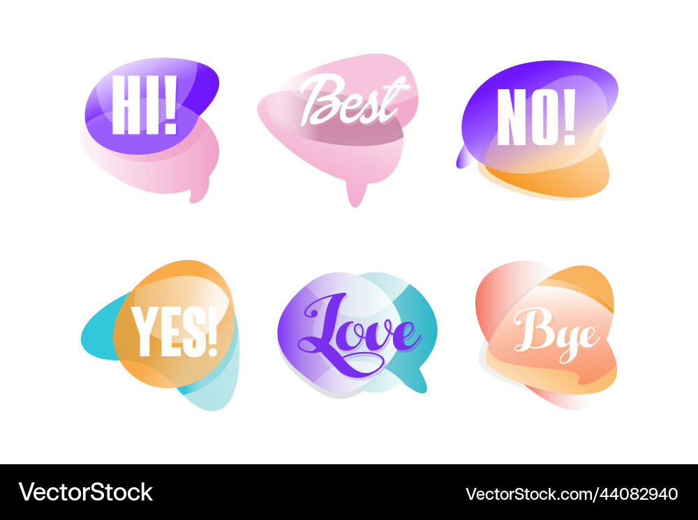 Set of talk expressions in speech bubbles hi Set of talk expressions in speech bubbles hi vector image