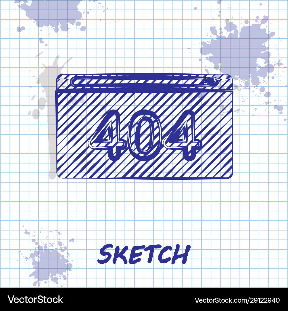 Sketch line page with a 404 error icon isolated Sketch line page with a 404 error icon isolated vector image