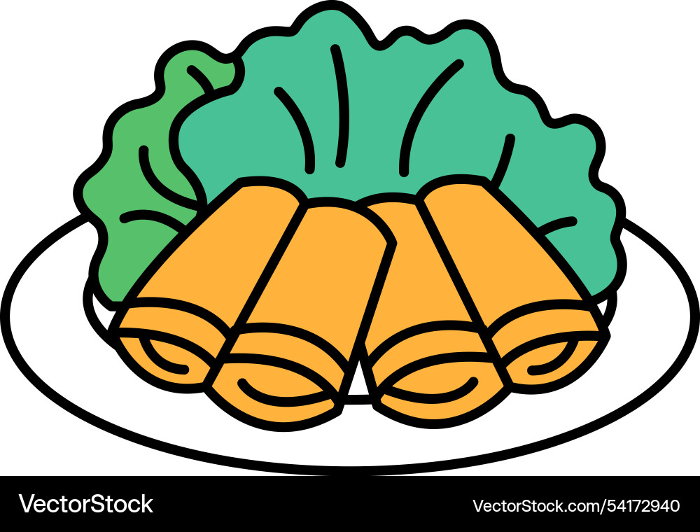 Spring rolls in line art style vector image