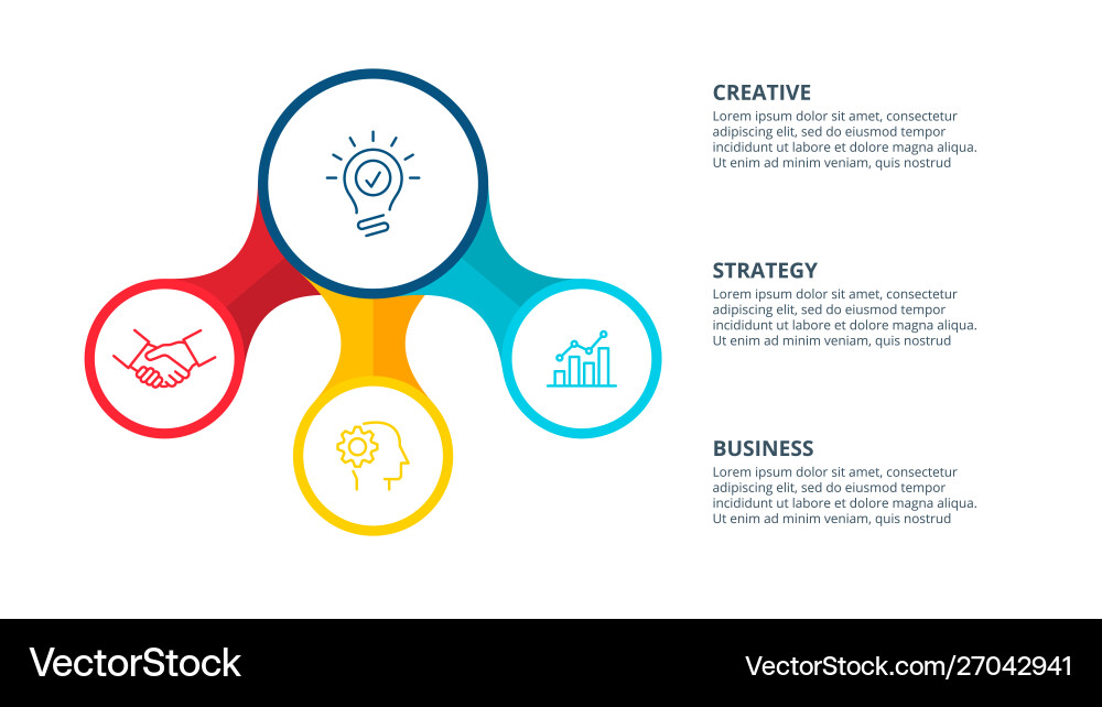 Abstract flat element circle flow chart with 3 Vector Image