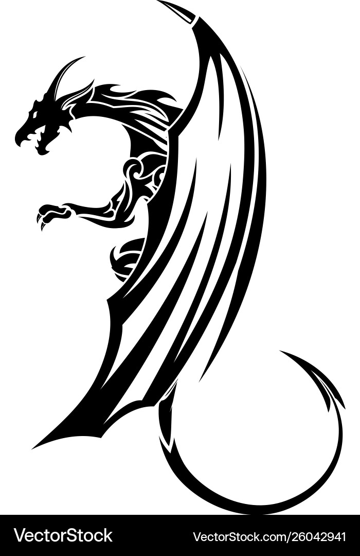 Black Dragon Illustration Vector Image
