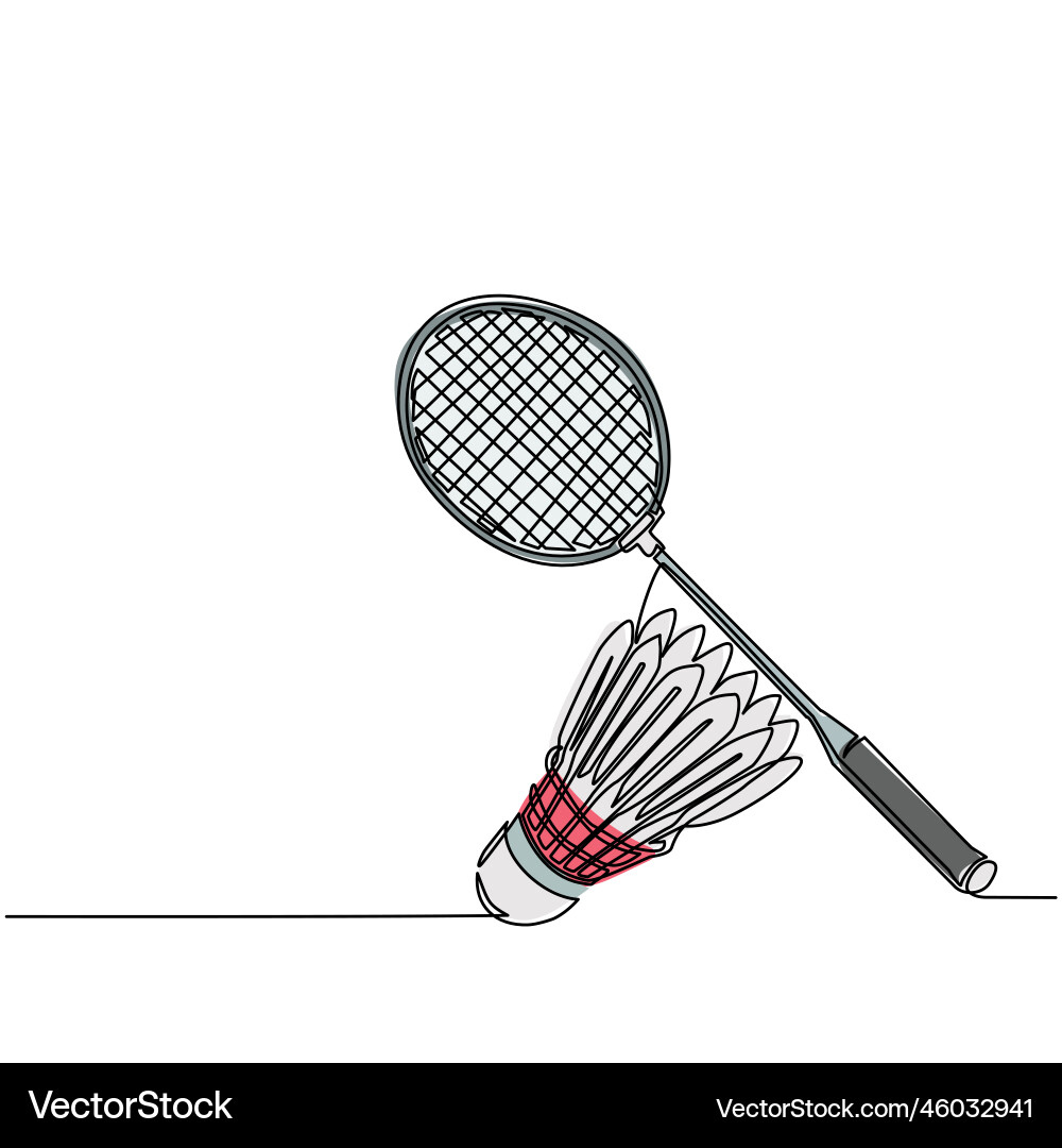 Continuous one line drawing badminton racket Vector Image