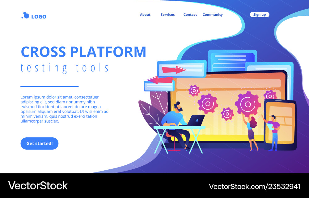Cross platform bug founding concept landing page Cross platform bug founding concept landing page vector image