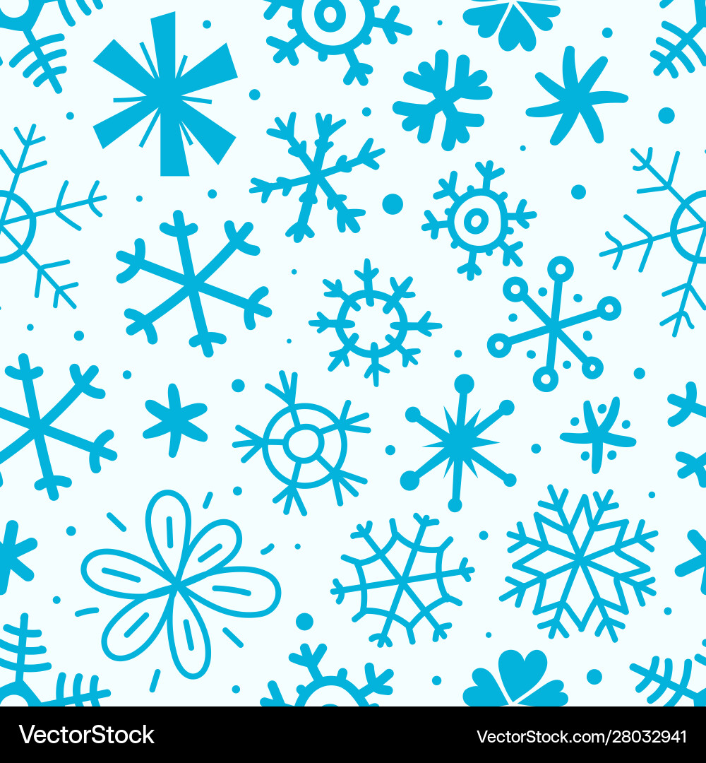 Cute Cartoon Snowflake Pattern vector image