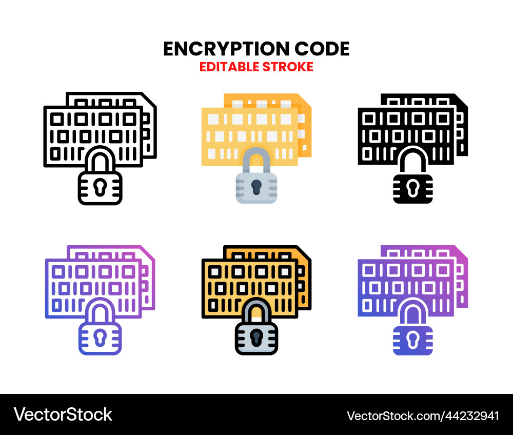 Encryption code icon set with different style Encryption code icon set with different style vector image
