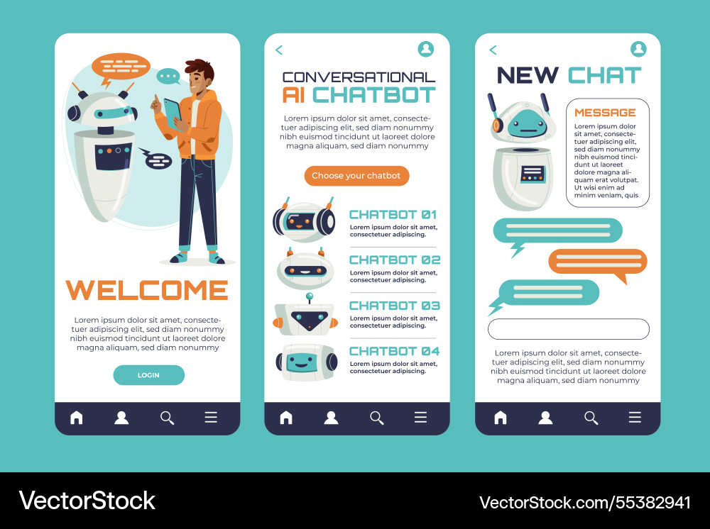Flat conversational ai chatbot app design Vector Image
