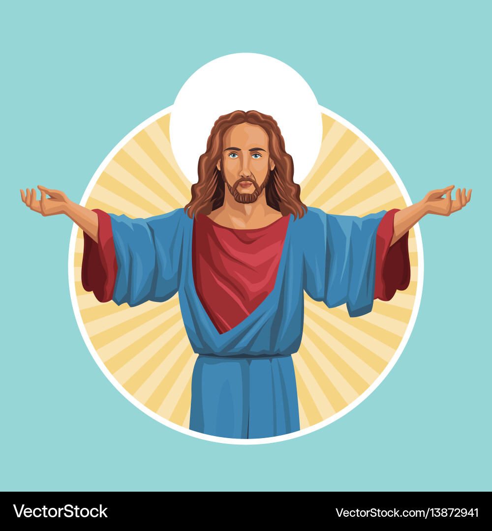 Jesus Christ Religious Label Vector Image