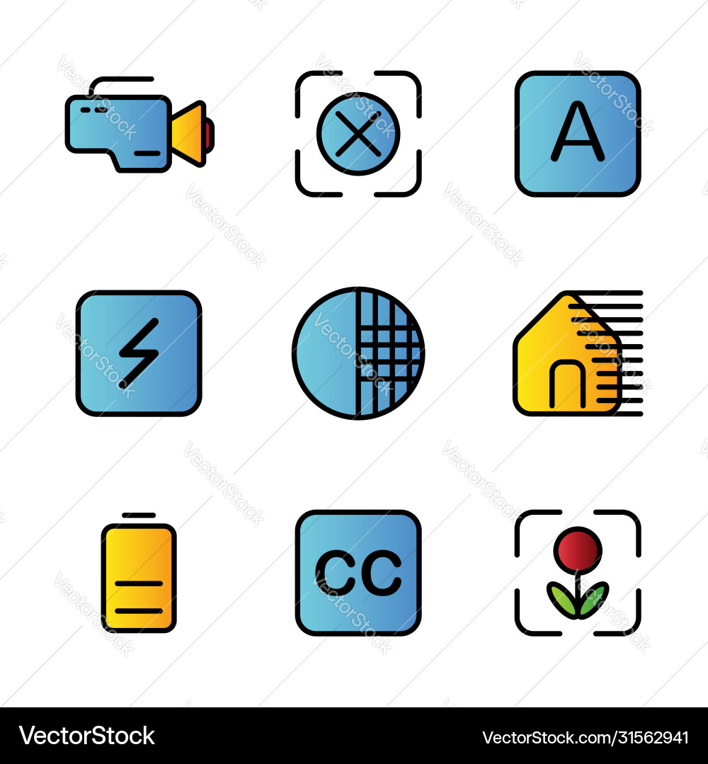 Photo editor icon set include camera device video Photo editor icon set include camera device video vector image