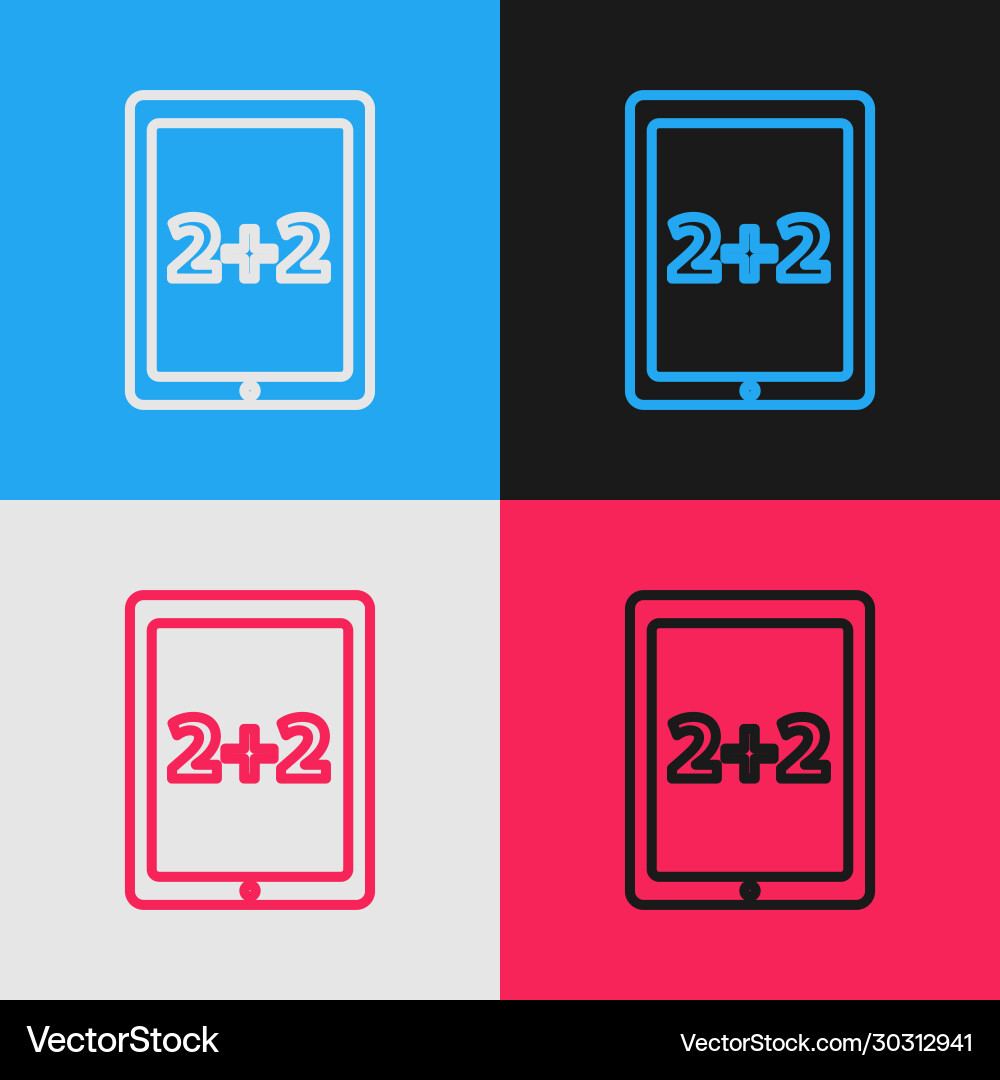 Pop art line calculation icon isolated on color vector image