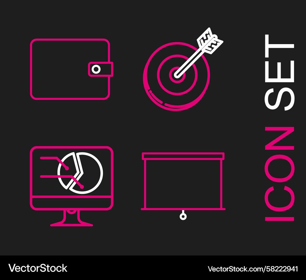Set line chalkboard computer monitor with graph Set line chalkboard computer monitor with graph Vector Image