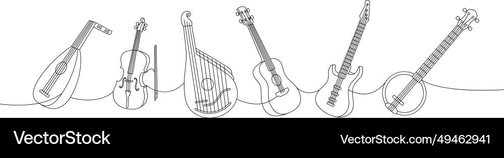 Set of string musical instruments lute violin Vector Image