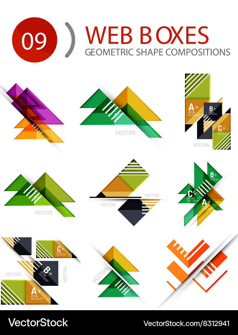 Set of web internet boxes with buttons and sample Vector Image
