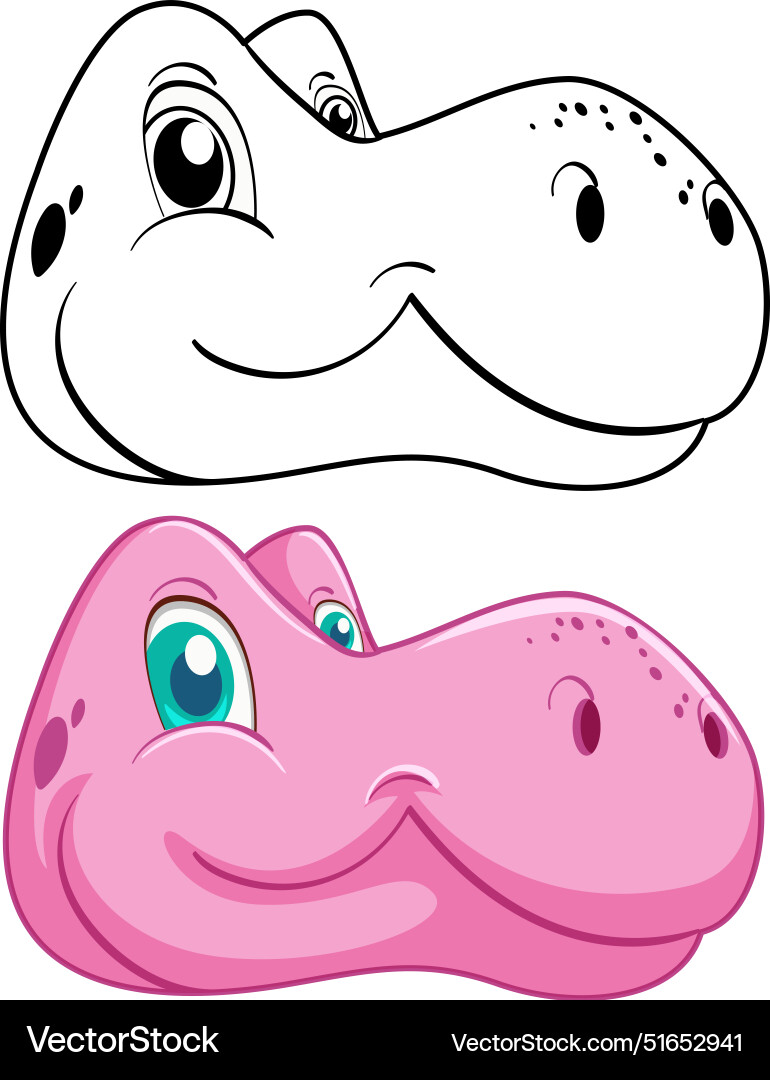 Smiling dinosaur head in color and outline Smiling dinosaur head in color and outline vector image