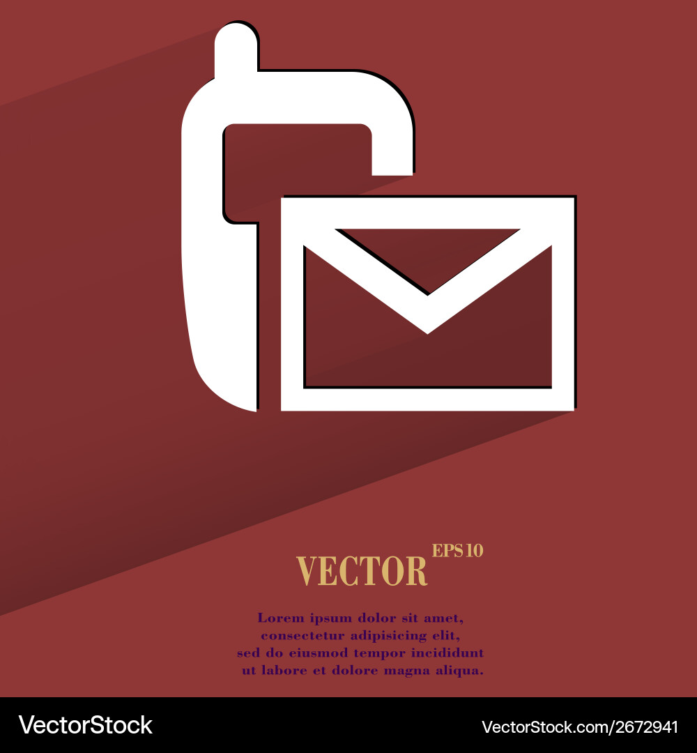 Sms flat modern web button with long shadow vector image