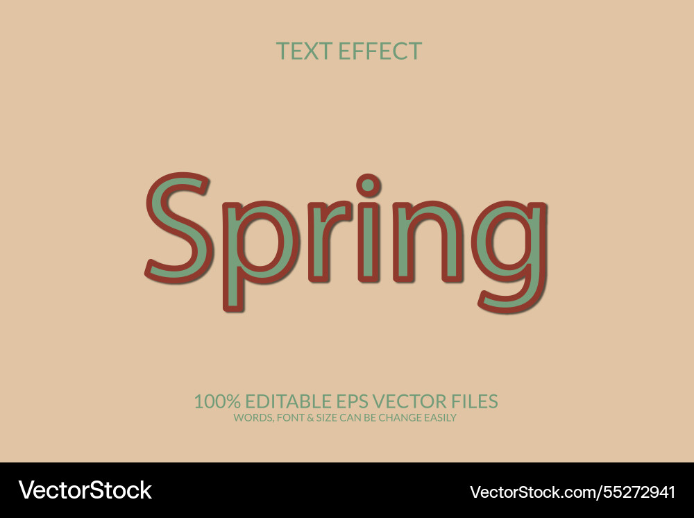 Spring editable text effect vector image