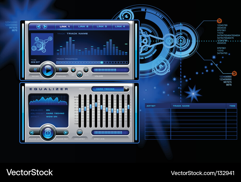 Tech Music Player with Equalizer vector image