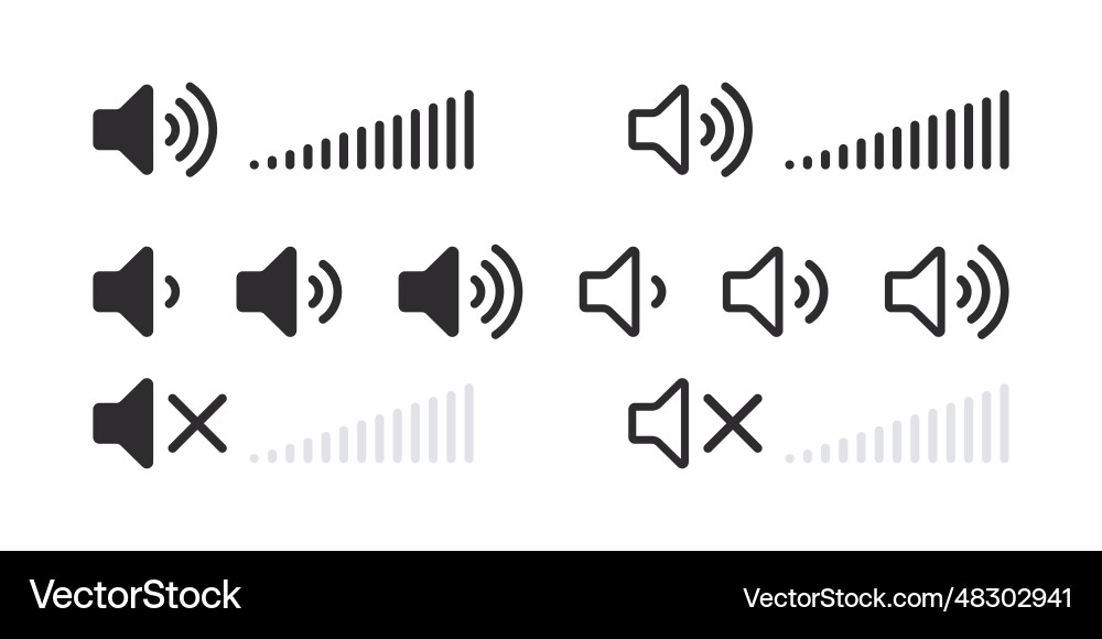 Volume control icons media player buttons icon vector image
